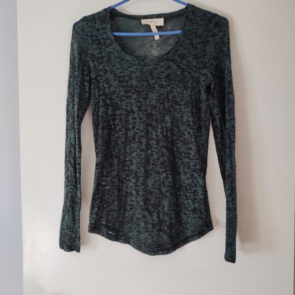 ISABEL MARANT Black + Teal Green Burnout Velvet Top XS - Picture 3 of 5